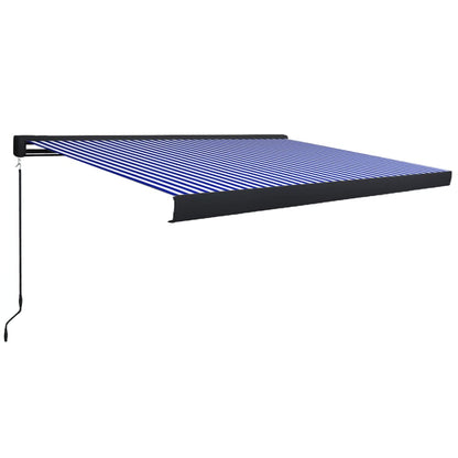 Luifel Handmatig En 450 x 300 cm Blauw en wit (grijs frame)