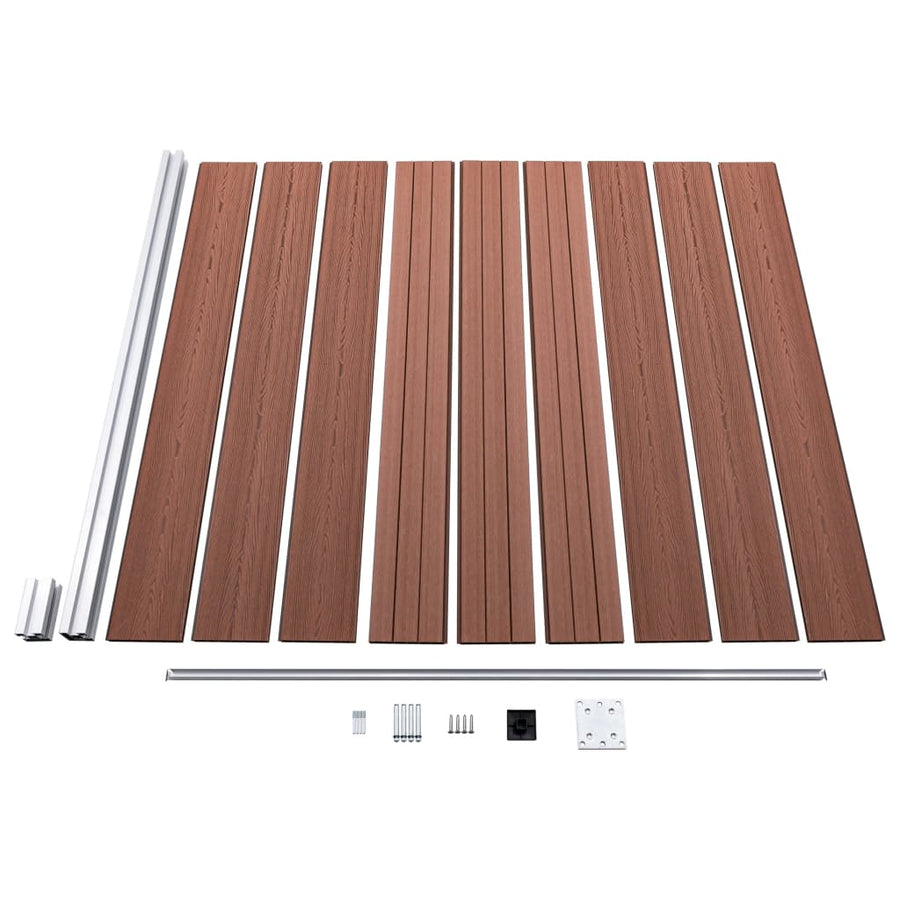 Schuttingset 2 vierkant en 1 schuin 446x186 cm HKC bruin Bruin