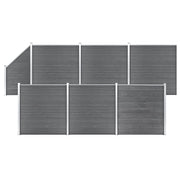 Schuttingset 6 vierkant 1 schuin 1138x186 cm HKC grijs