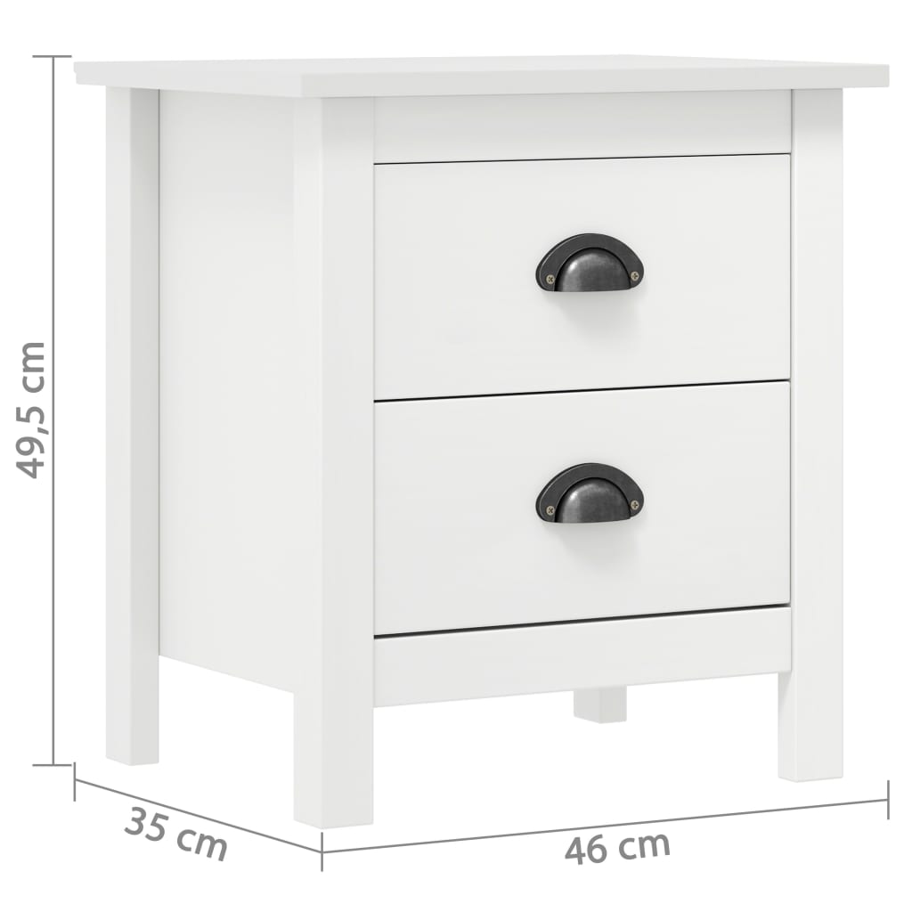 Nachtkastje Hill 46X35X49,5 Cm Massief Grenenhout 1 Wit