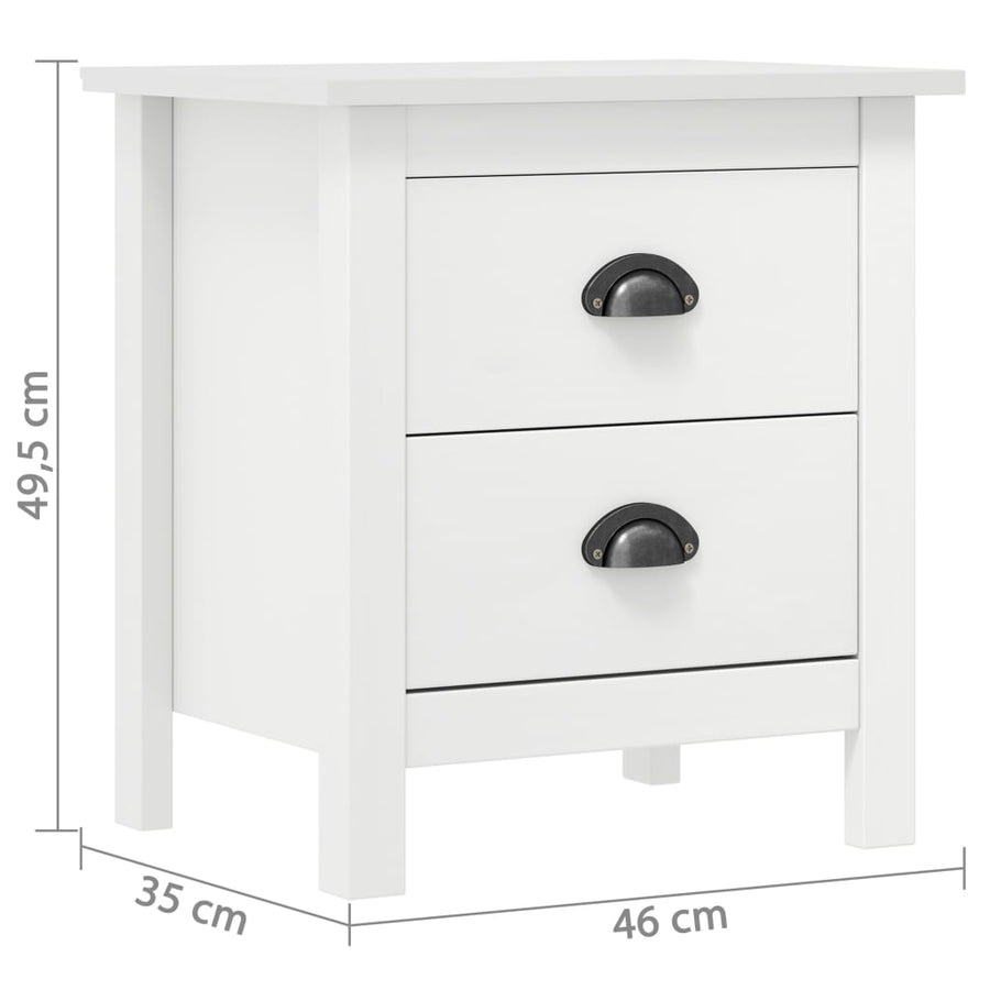Nachtkastje Hill 46X35X49,5 Cm Massief Grenenhout 1 Wit