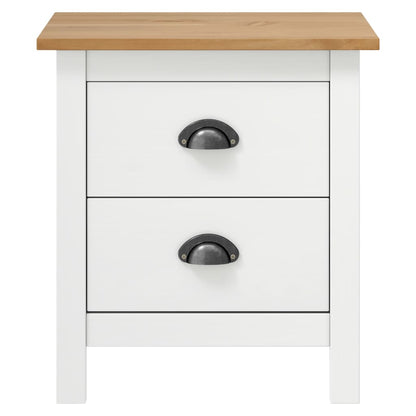 Nachtkastje Hill 46X35X49,5 Cm Massief Grenenhout 1 Wit en bruin
