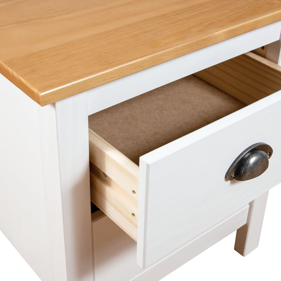 Nachtkastje Hill 46X35X49,5 Cm Massief Grenenhout 1 Wit en bruin