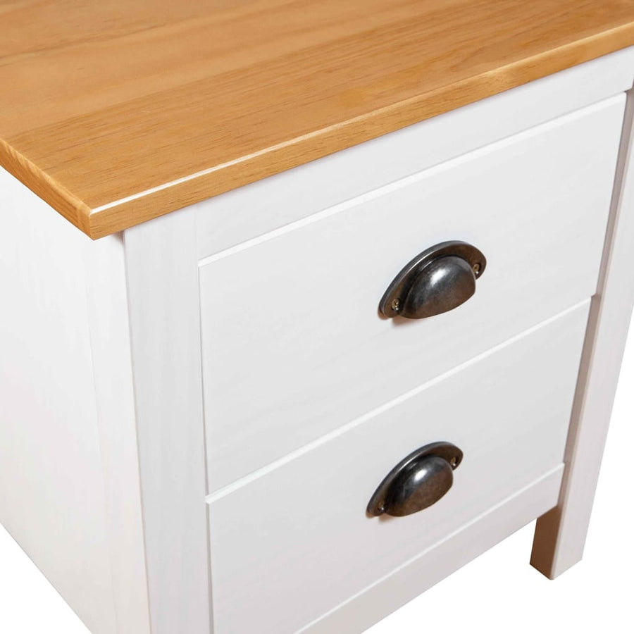 Nachtkastje Hill 46X35X49,5 Cm Massief Grenenhout 1 Wit en bruin