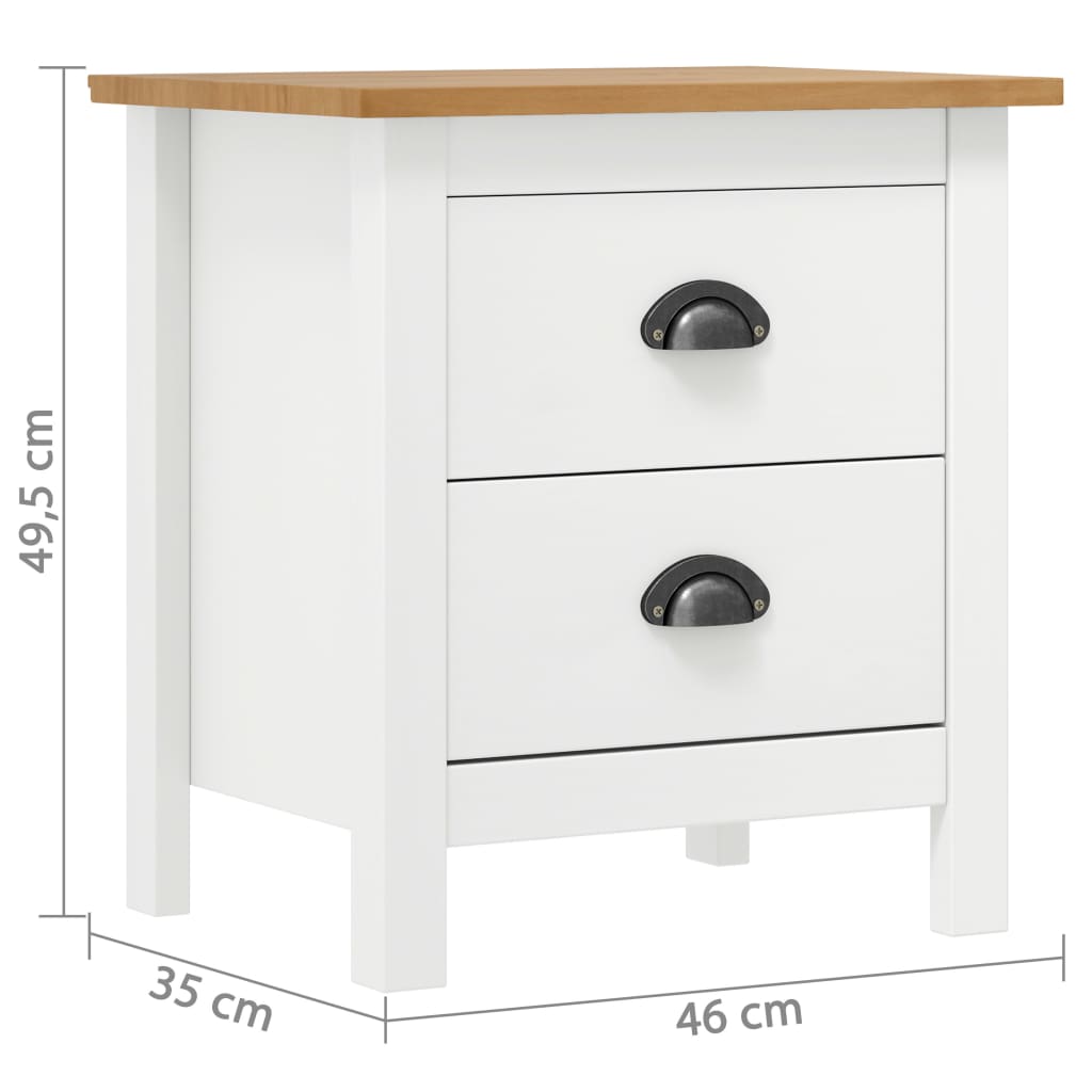 Nachtkastje Hill 46X35X49,5 Cm Massief Grenenhout 1 Wit en bruin