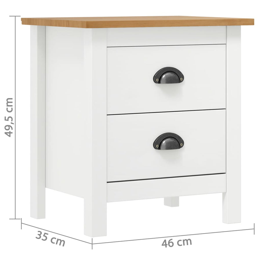 Nachtkastje Hill 46X35X49,5 Cm Massief Grenenhout 1 Wit en bruin