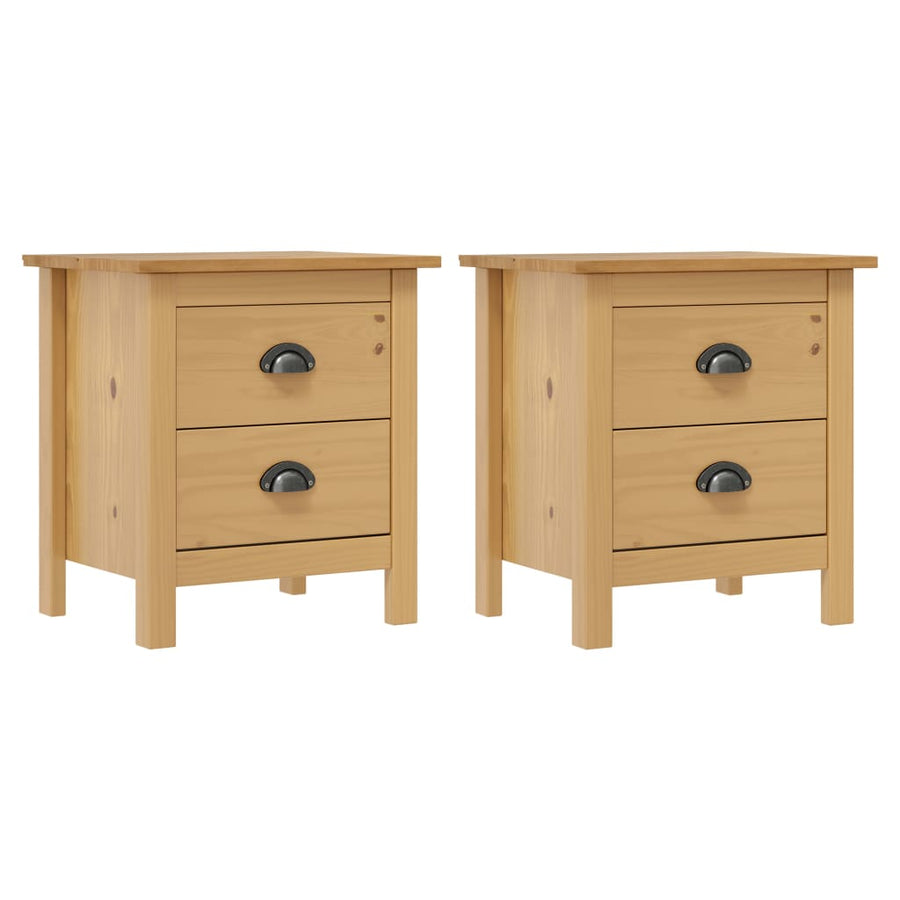 Nachtkastjes 2 St Hill 46X35X49,5 Cm Massief Grenenhout Bruin