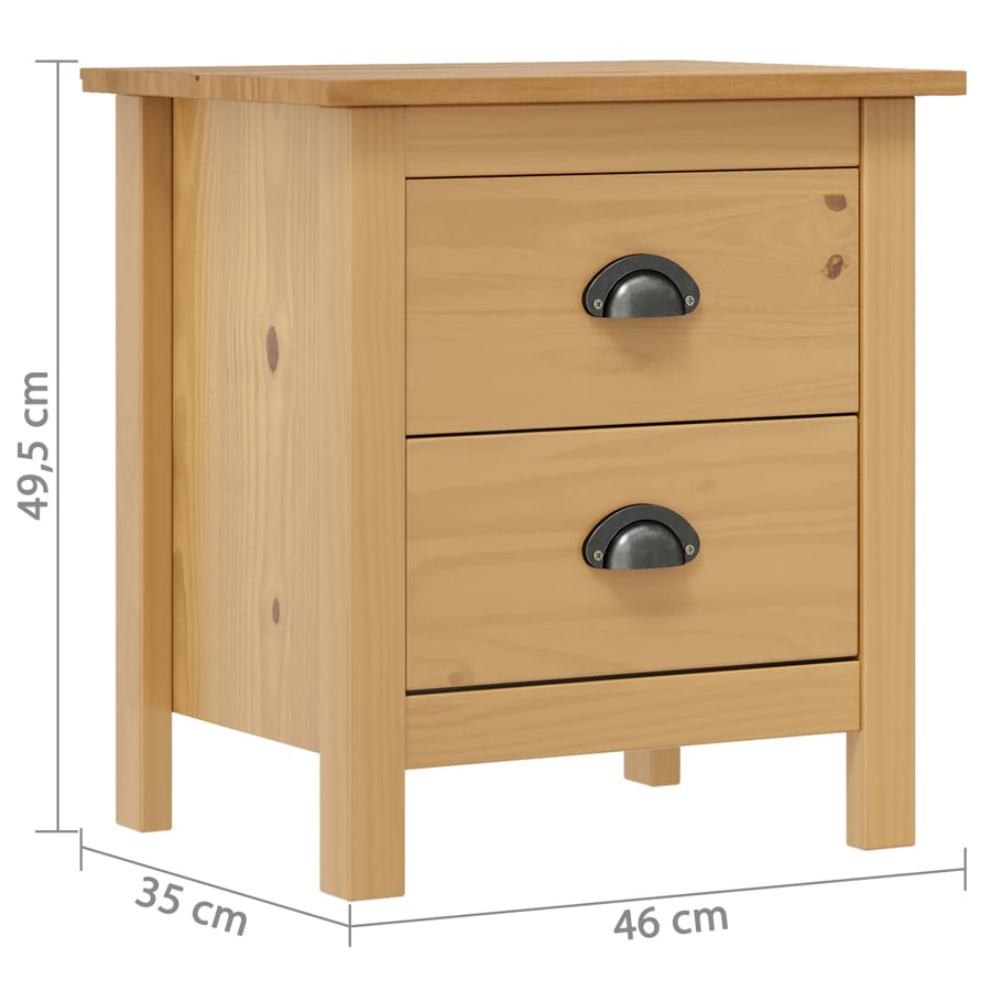 Nachtkastjes 2 St Hill 46X35X49,5 Cm Massief Grenenhout Bruin