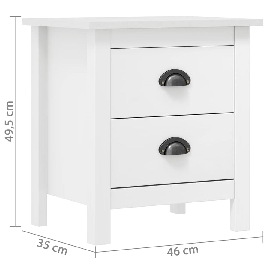 Nachtkastjes Hill 46X35X49,5 Cm Grenenhout 2 Wit