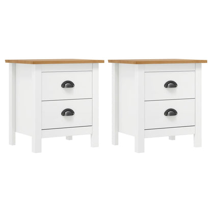 Nachtkastjes Hill 46X35X49,5 Cm Grenenhout 2 Wit en bruin