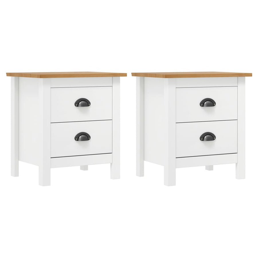 Nachtkastjes Hill 46X35X49,5 Cm Grenenhout 2 Wit en bruin