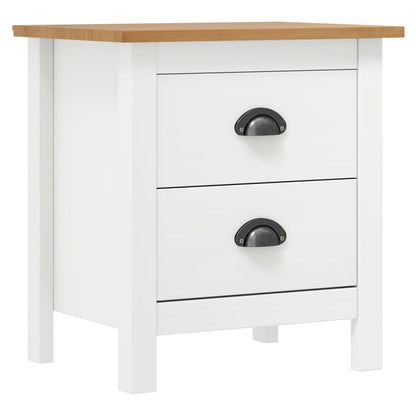 Nachtkastjes Hill 46X35X49,5 Cm Grenenhout 2 Wit en bruin