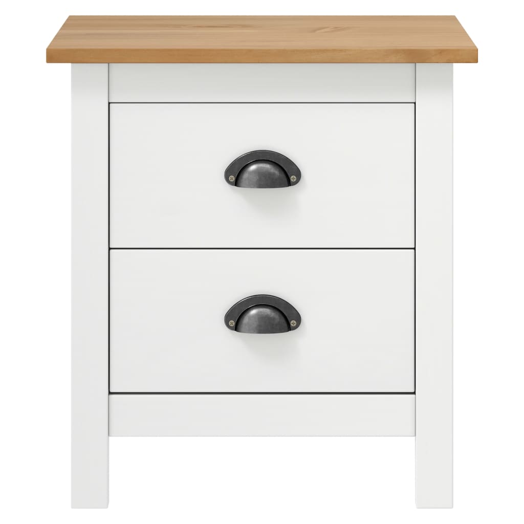 Nachtkastjes Hill 46X35X49,5 Cm Grenenhout 2 Wit en bruin