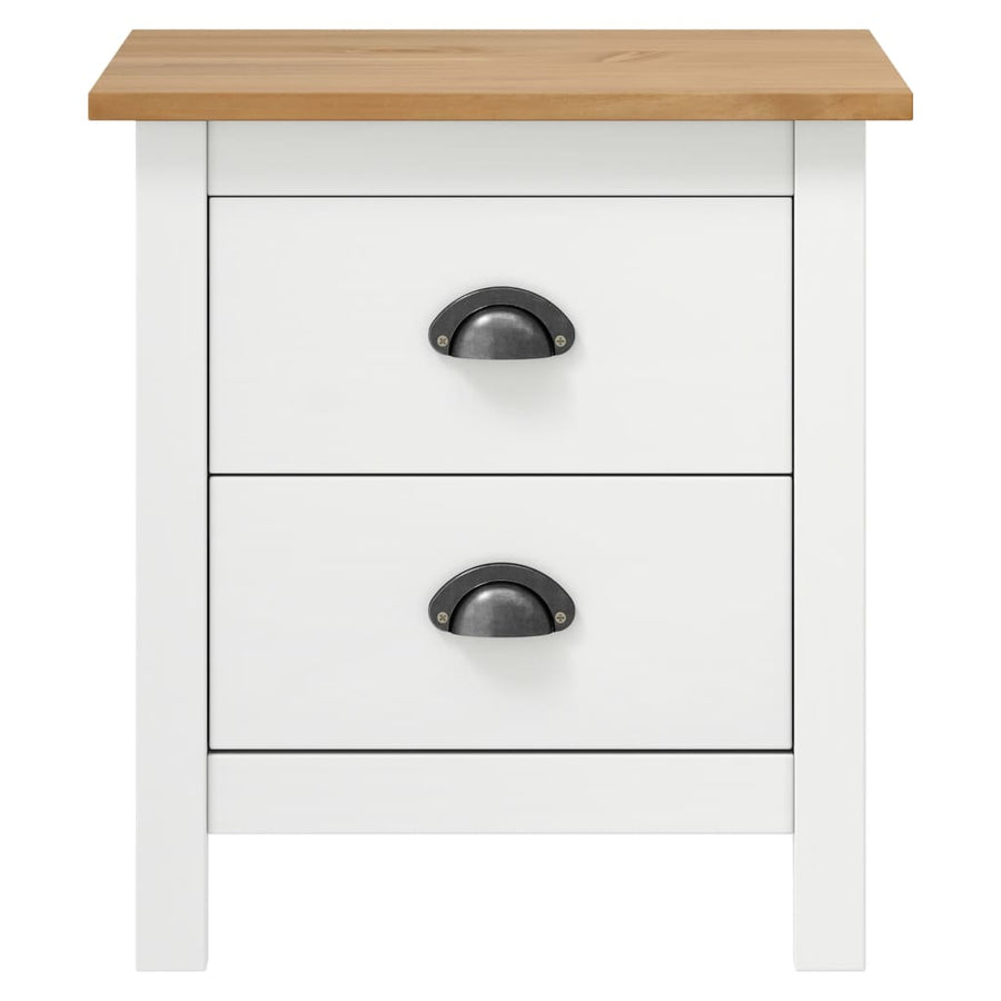 Nachtkastjes Hill 46X35X49,5 Cm Grenenhout 2 Wit en bruin