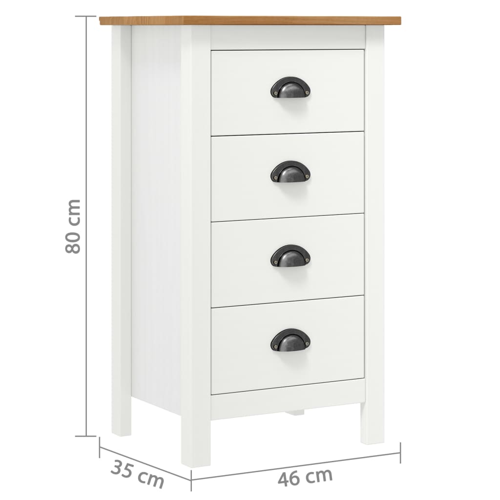 Dressoir Hill Massief Grenenhout 46 x 35 x 80 cm Wit en bruin