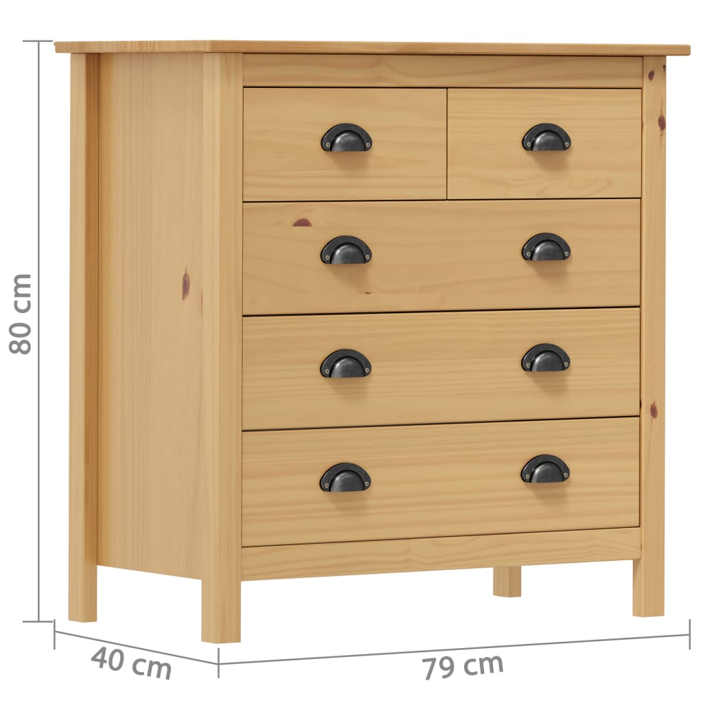Dressoir Hill 79X40X80 Cm Massief Grenenhout 79 x 40 x 80 cm Bruin