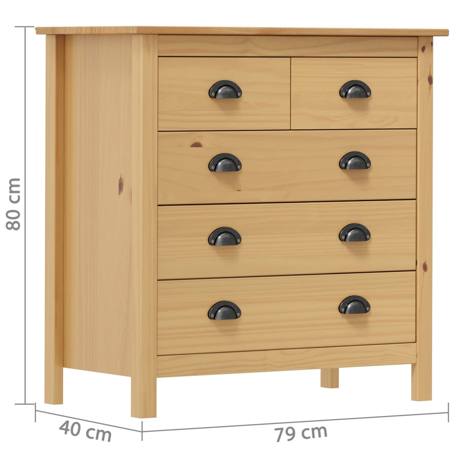 Dressoir Hill 79X40X80 Cm Massief Grenenhout 79 x 40 x 80 cm Bruin