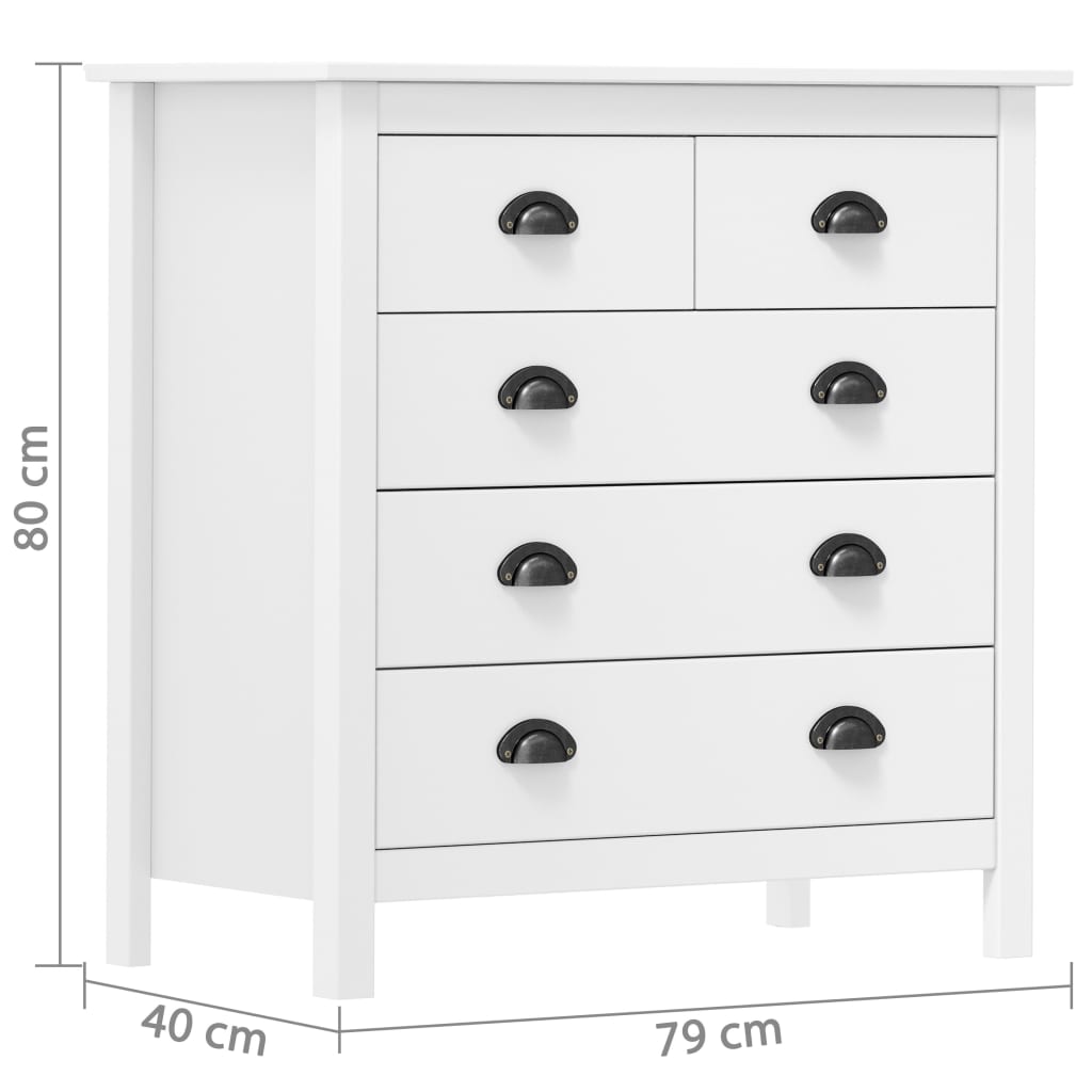 Dressoir Hill Massief Grenenhout 79 x 40 x 80 cm Wit