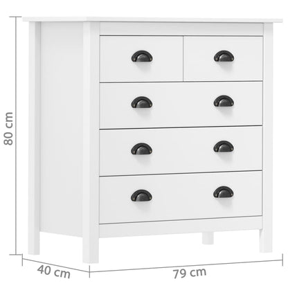 Dressoir Hill Massief Grenenhout 79 x 40 x 80 cm Wit
