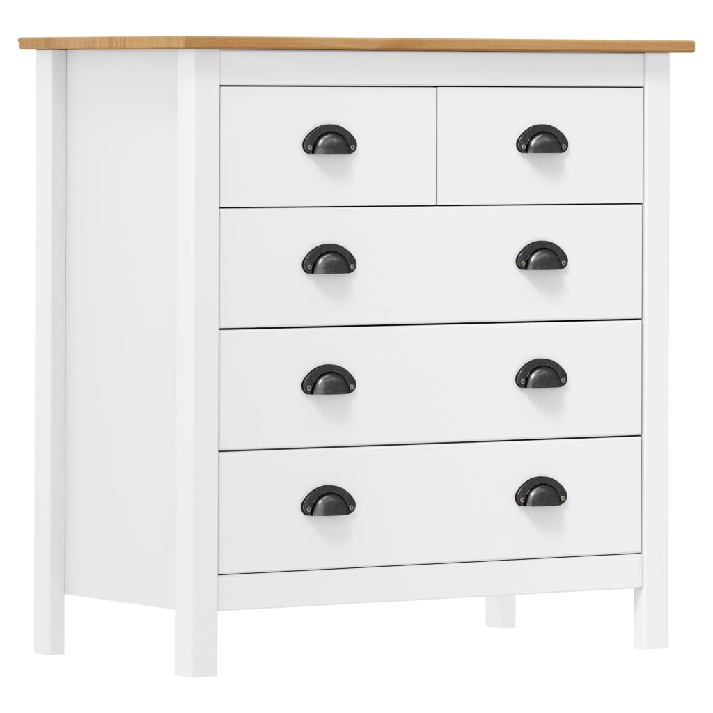 Dressoir Hill Massief Grenenhout 79 x 40 x 80 cm Wit en bruin