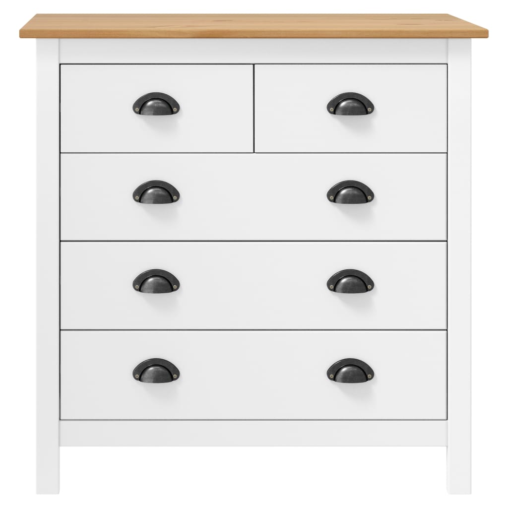 Dressoir Hill Massief Grenenhout 79 x 40 x 80 cm Wit en bruin