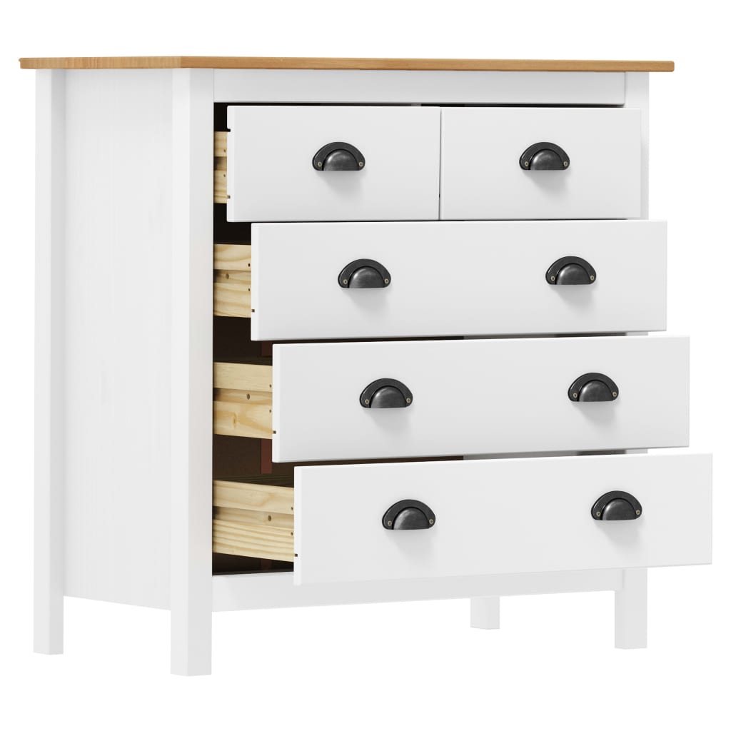 Dressoir Hill Massief Grenenhout 79 x 40 x 80 cm Wit en bruin