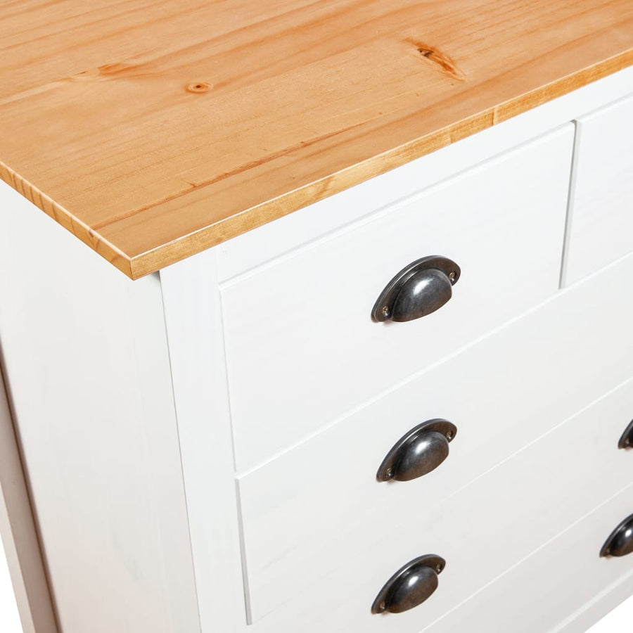 Dressoir Hill Massief Grenenhout 79 x 40 x 80 cm Wit en bruin