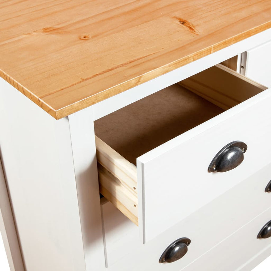 Dressoir Hill Massief Grenenhout 79 x 40 x 80 cm Wit en bruin