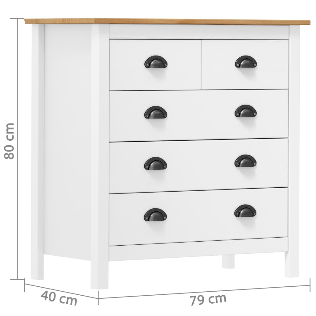 Dressoir Hill Massief Grenenhout 79 x 40 x 80 cm Wit en bruin