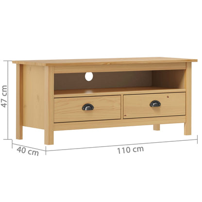 Tv-Meubel Hill 110X40X47 Cm Grenenhout Honing Bruin