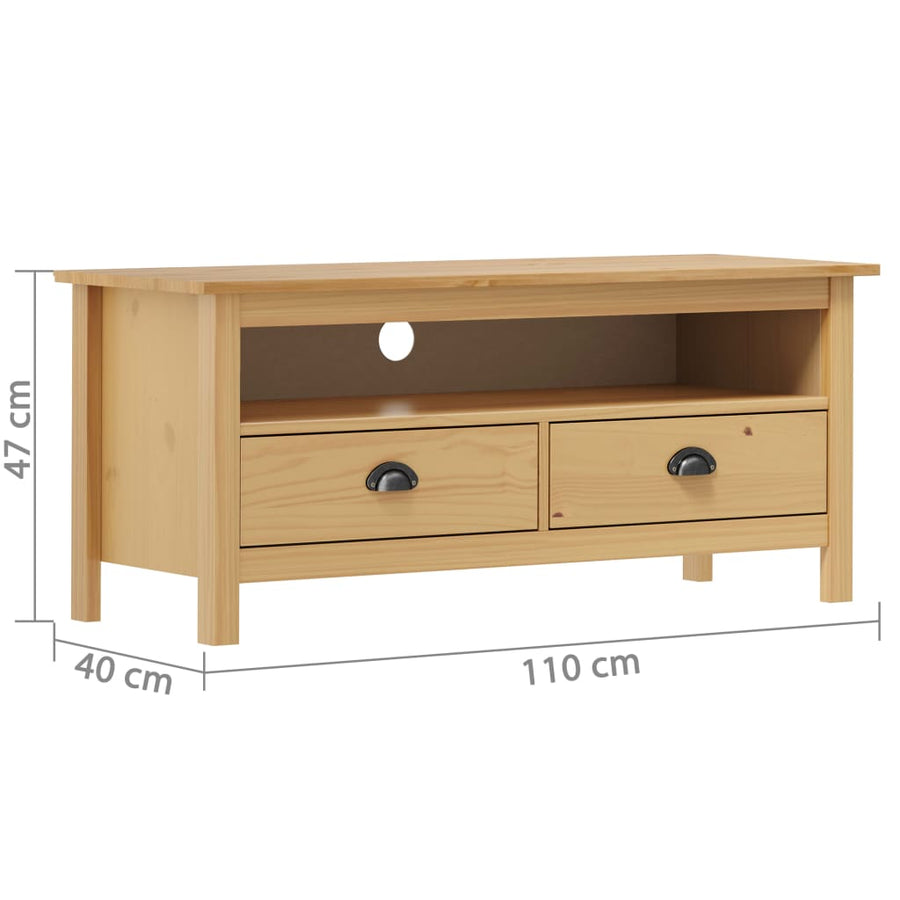 Tv-Meubel Hill 110X40X47 Cm Grenenhout Honing Bruin