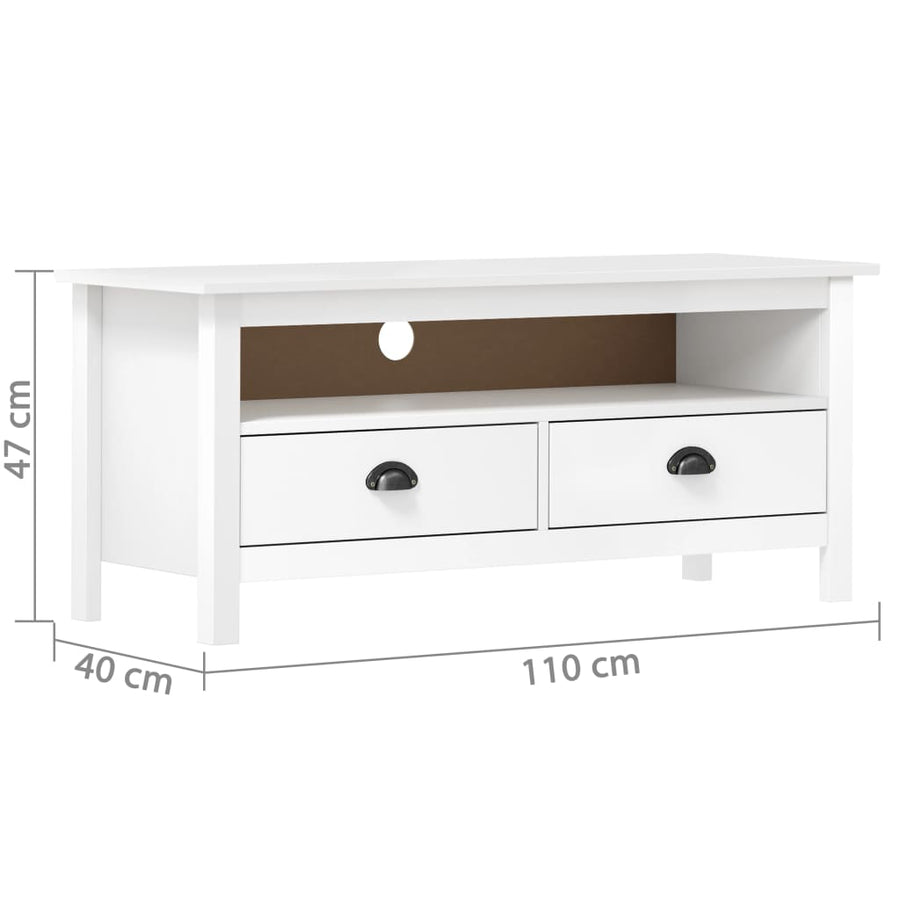 Tv-Meubel Hill 0X40X47 Cm Massief Grenenhout Wit