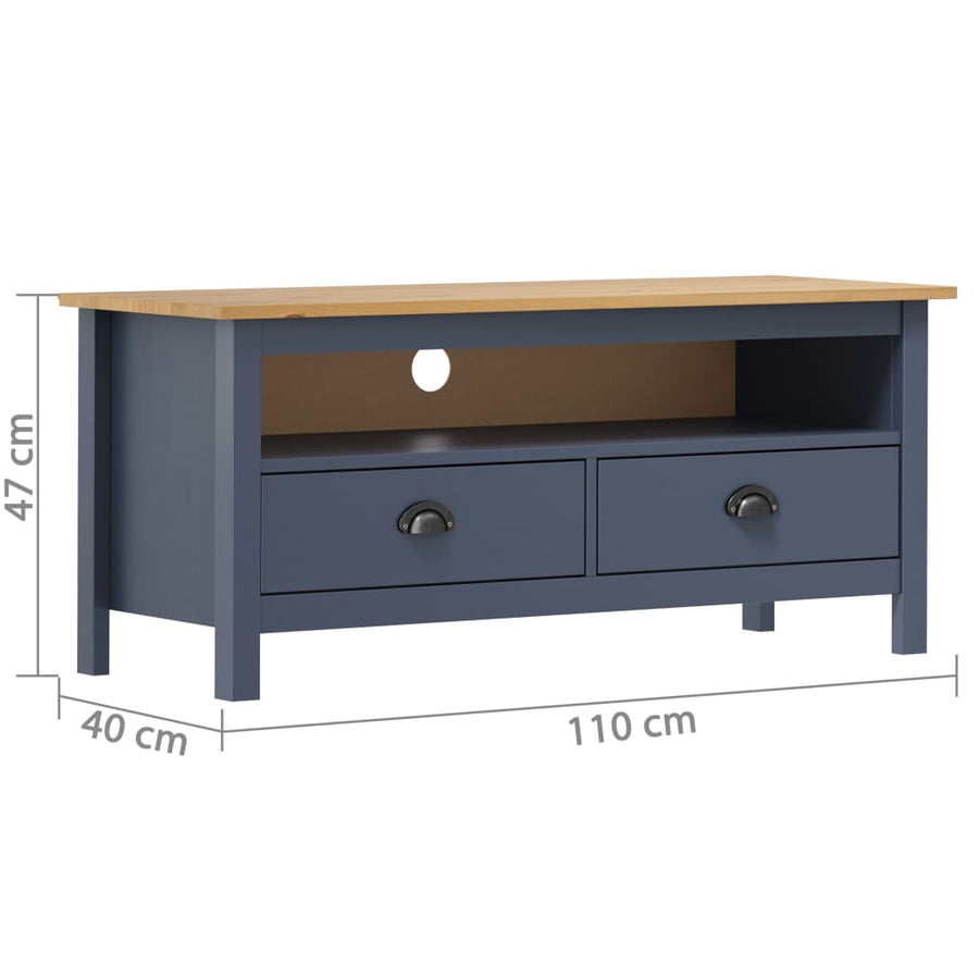 Tv-Meubel Hill 110X40X47 Cm Massief Grenenhout Grijs