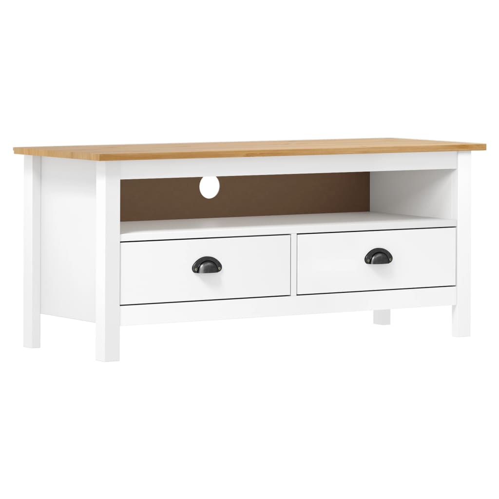 Tv-Meubel Hill 0X40X47 Cm Massief Grenenhout Wit en bruin