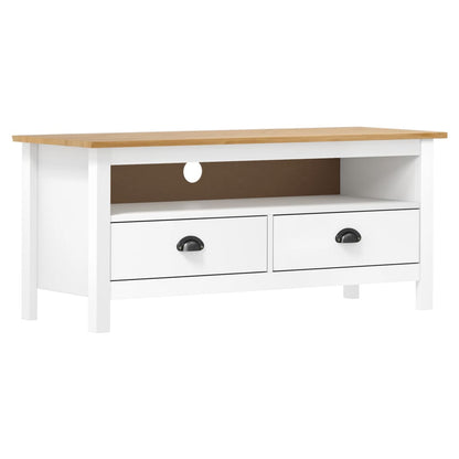 Tv-Meubel Hill 0X40X47 Cm Massief Grenenhout Wit en bruin