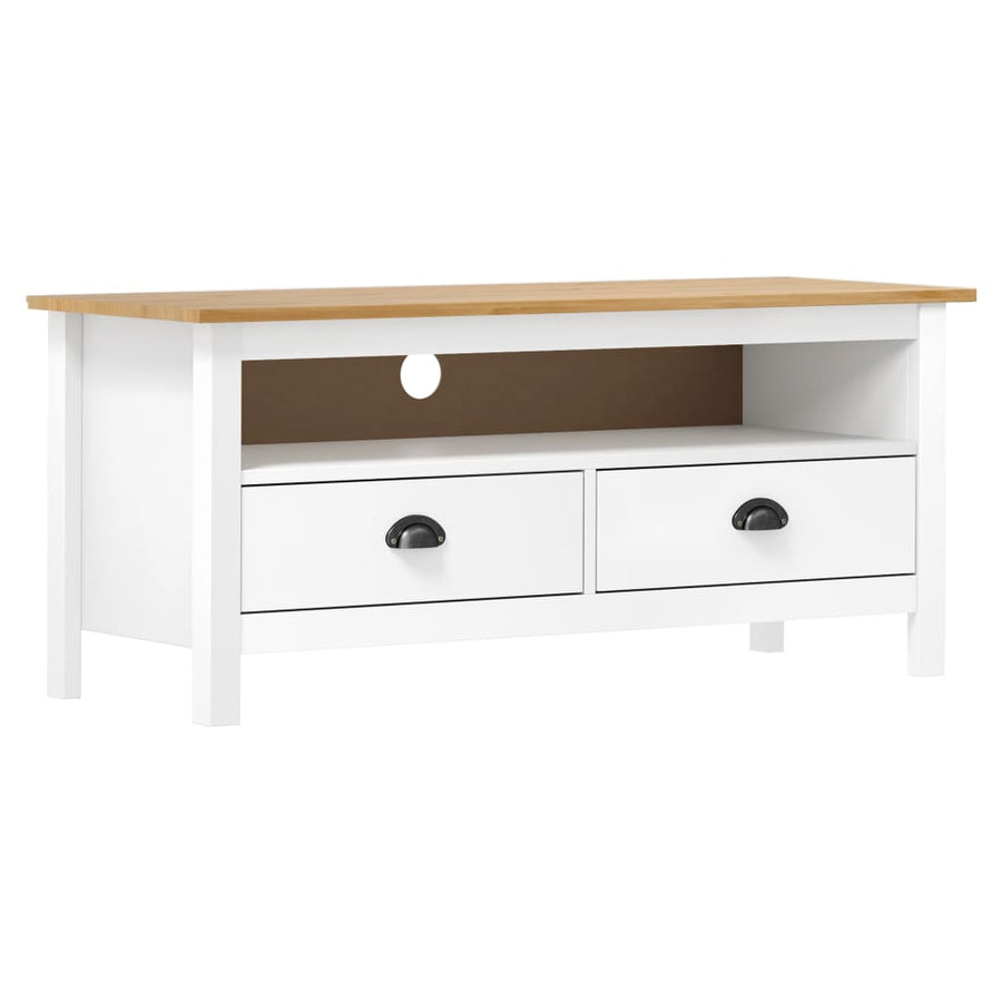 Tv-Meubel Hill 0X40X47 Cm Massief Grenenhout Wit en bruin