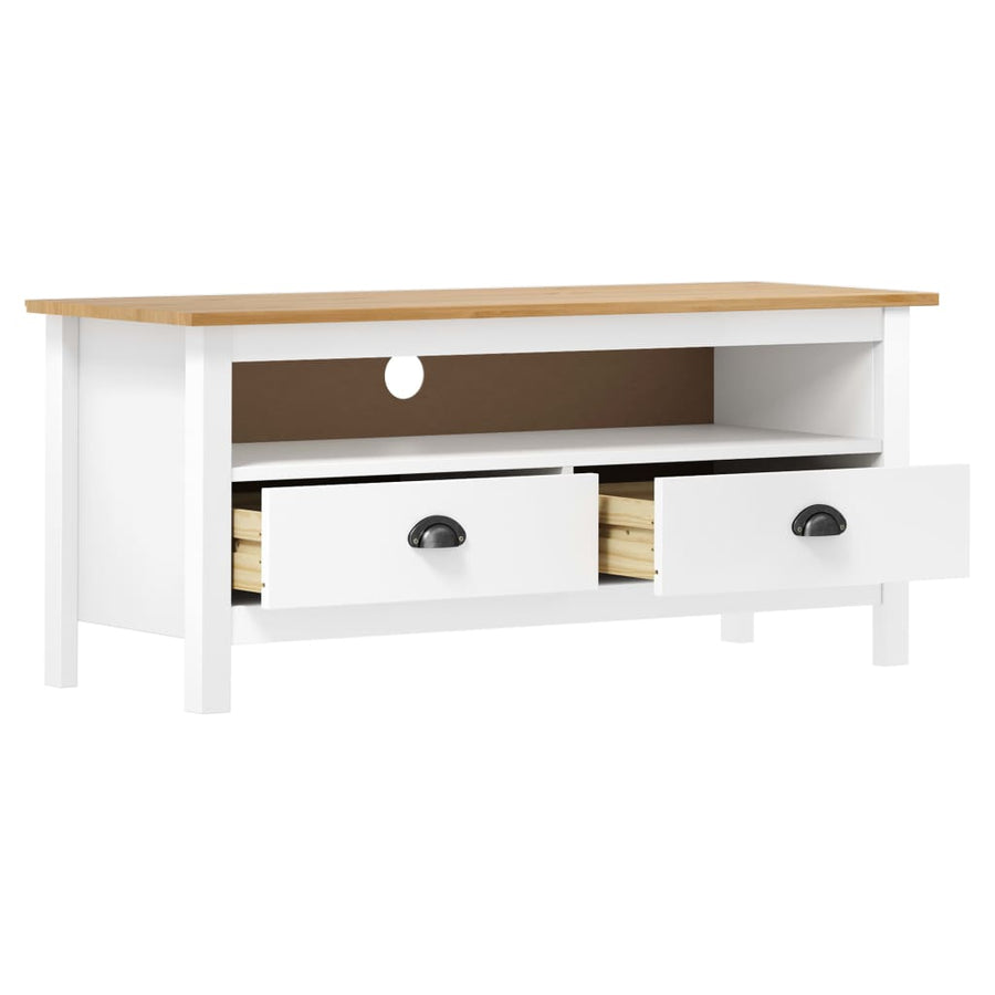 Tv-Meubel Hill 0X40X47 Cm Massief Grenenhout Wit en bruin