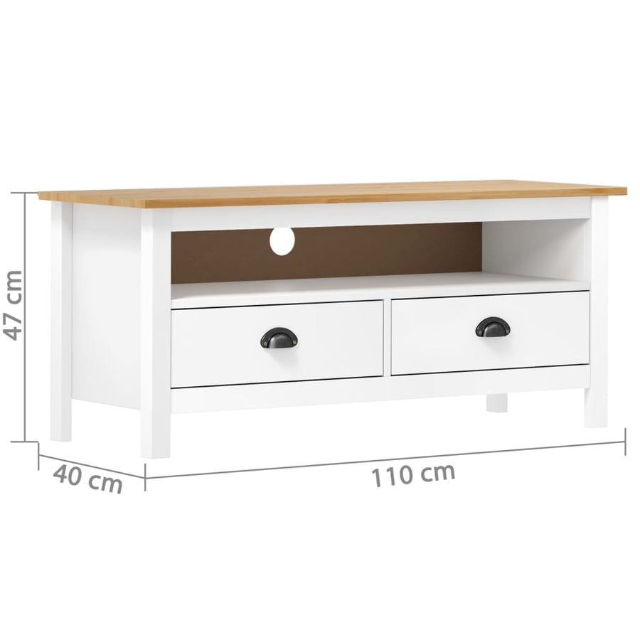 Tv-Meubel Hill 0X40X47 Cm Massief Grenenhout Wit en bruin