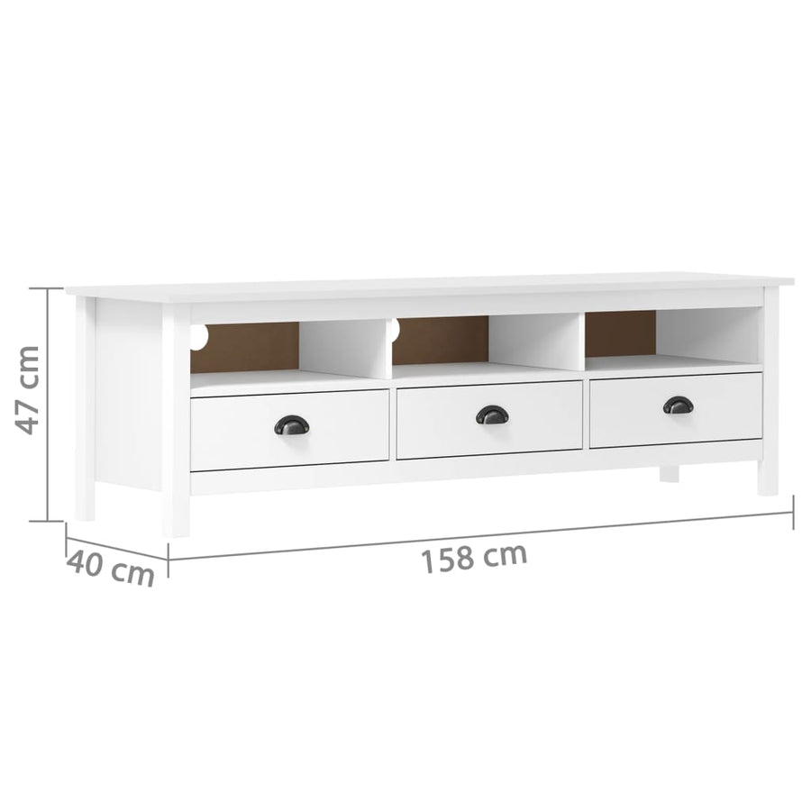 Tv-Meubel Hill 58X40X47 Cm Massief Grenenhout Wit