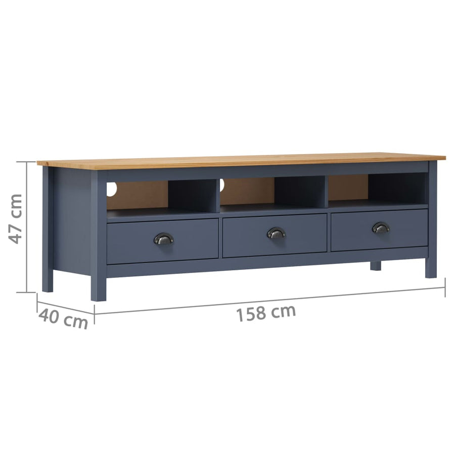 Tv-Meubel Hill 158X40X47 Cm Massief Grenenhout Grijs