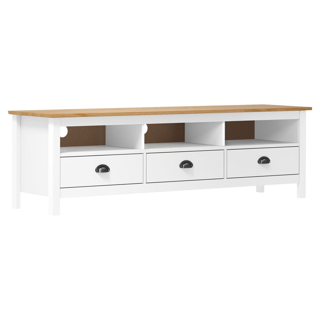 Tv-Meubel Hill Range 58X40X47 Cm Massief Grenenhout Wit en bruin
