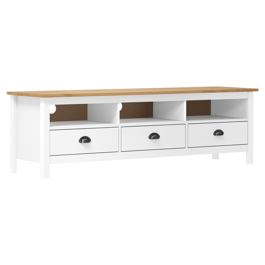Tv-Meubel Hill Range 58X40X47 Cm Massief Grenenhout Wit en bruin