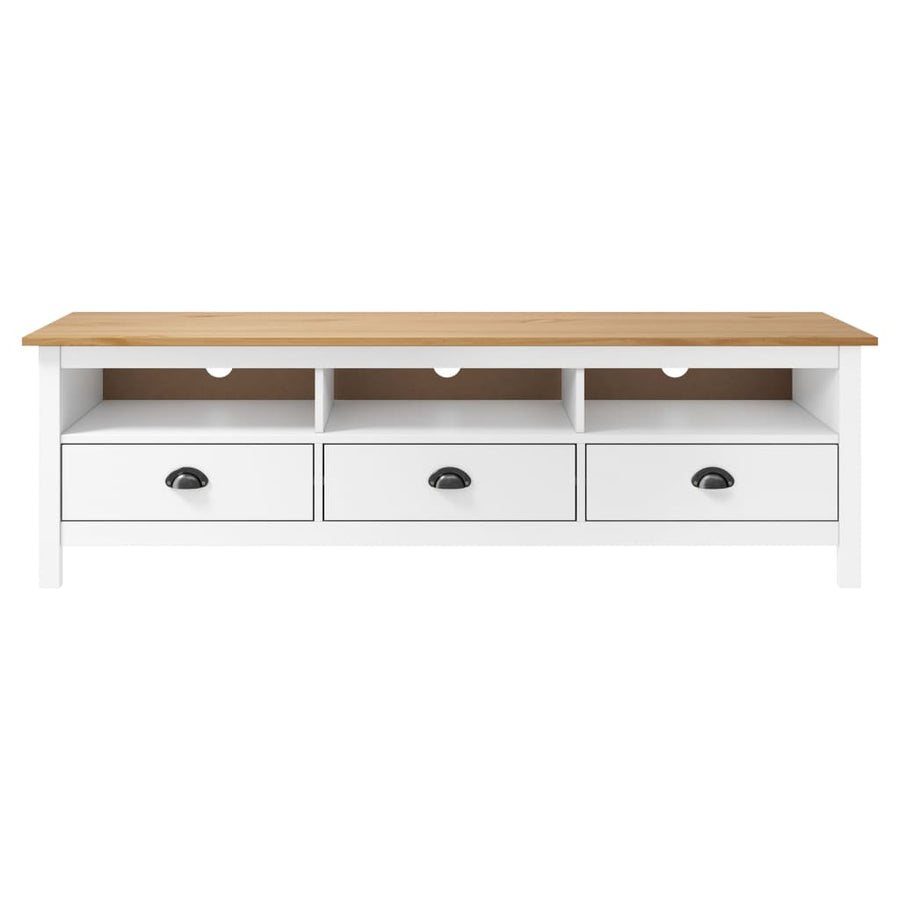 Tv-Meubel Hill Range 58X40X47 Cm Massief Grenenhout Wit en bruin