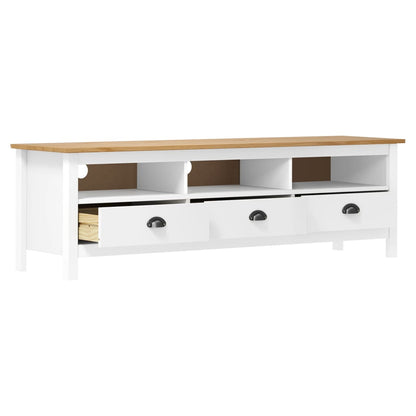 Tv-Meubel Hill Range 58X40X47 Cm Massief Grenenhout Wit en bruin