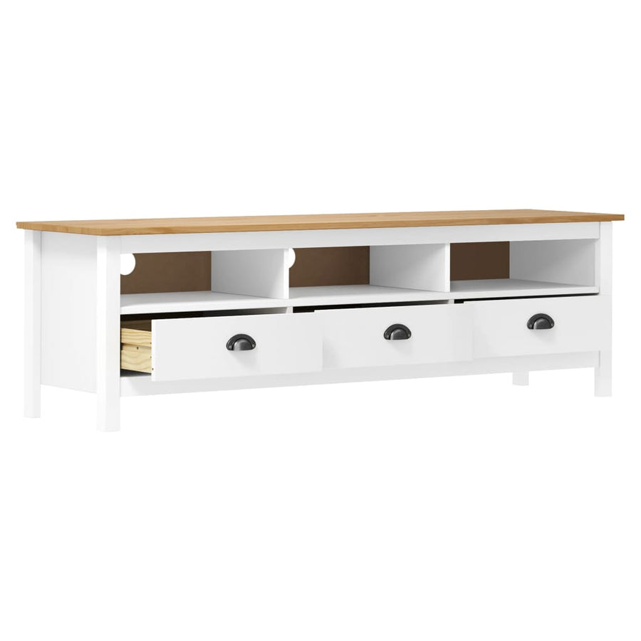 Tv-Meubel Hill Range 58X40X47 Cm Massief Grenenhout Wit en bruin