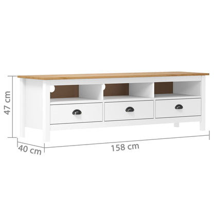 Tv-Meubel Hill Range 58X40X47 Cm Massief Grenenhout Wit en bruin