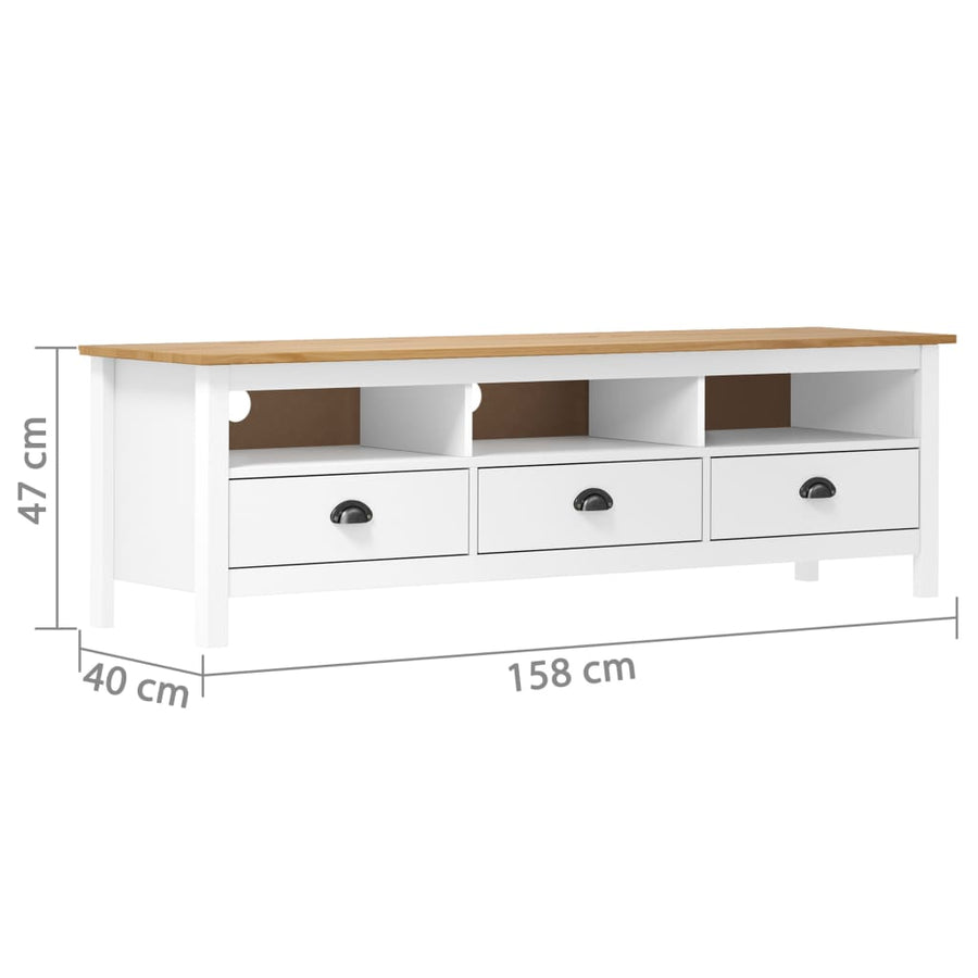 Tv-Meubel Hill Range 58X40X47 Cm Massief Grenenhout Wit en bruin