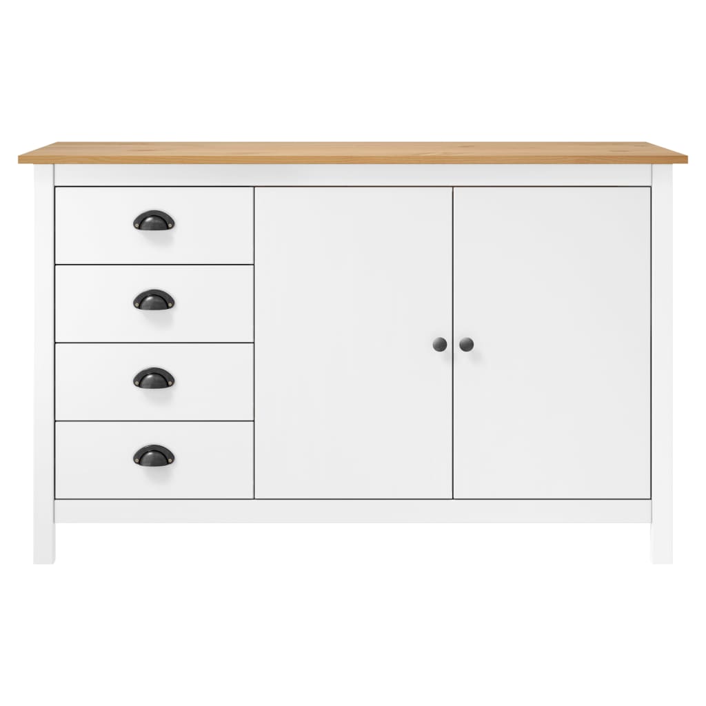 Dressoir Hill 79X40X80 Cm Massief Grenenhout Wit en bruin