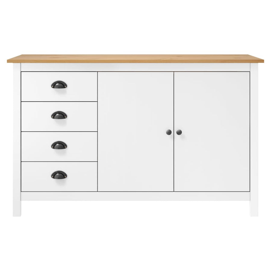 Dressoir Hill 79X40X80 Cm Massief Grenenhout Wit en bruin