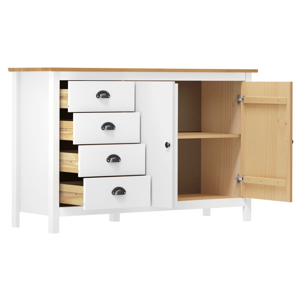 Dressoir Hill 79X40X80 Cm Massief Grenenhout Wit en bruin